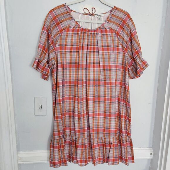 NWT Madewell Plaid Ruffle-Sleeve Mini Dress | XL - Picture 3 of 6